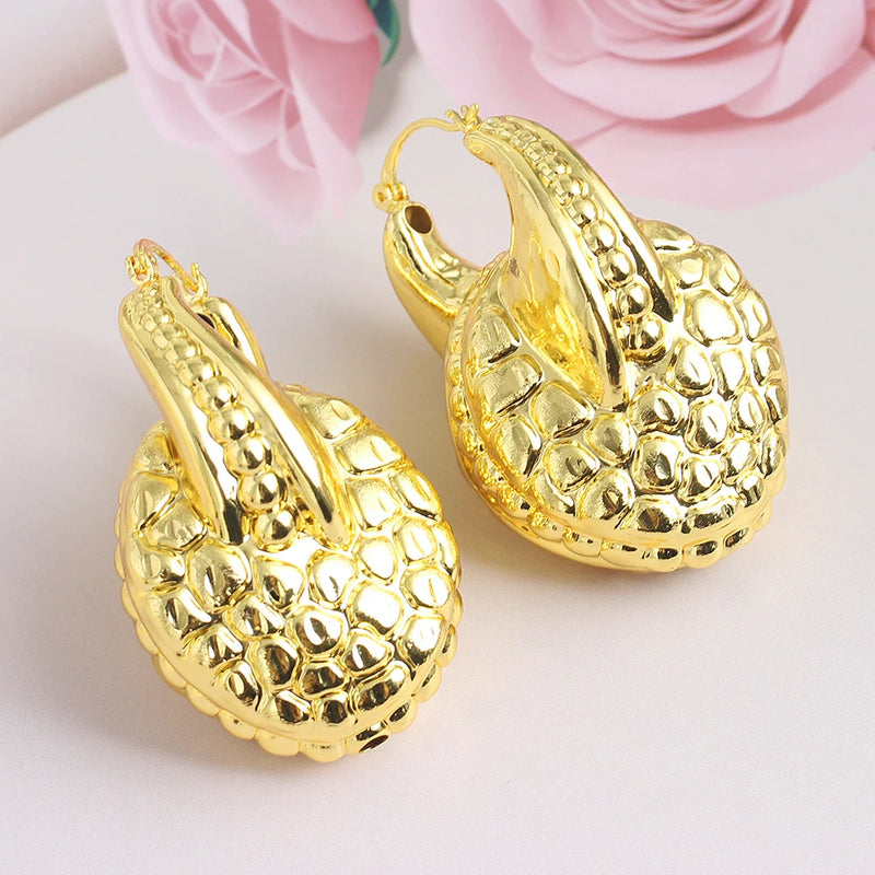 Copper Hoop Earrings for Women - Unique African Drop Earrings