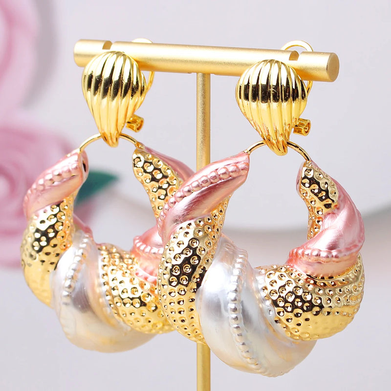 Copper African Hoop Earrings for Women Girls - Dubai Drop Earrings