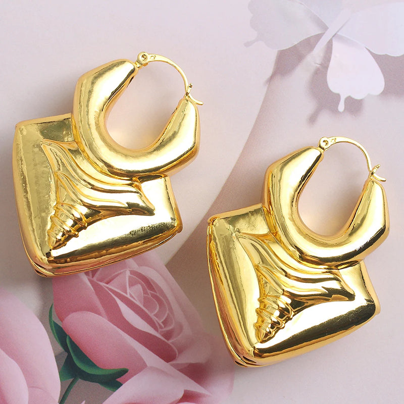 Copper African Hoop Earrings for Women - Unique Dubai Drop Earrings