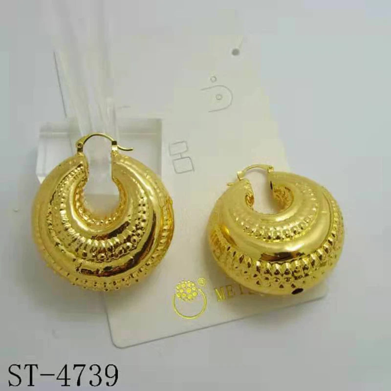 24K Plated Hoop Earrings for Women Round Circle Copper Clips