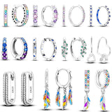 925 Silver CZ Brilliant Starlight Hoop Earrings