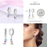 925 Silver CZ Brilliant Starlight Hoop Earrings