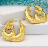 African Nigeria Hoop Earrings Golden Clip Jewelry for Party Wedding