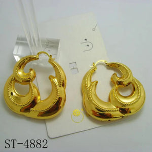 African Nigeria Hoop Earrings Golden Clip Jewelry for Party Wedding