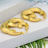 African Nigeria Hoop Earrings Golden Clip Jewelry for Party Wedding