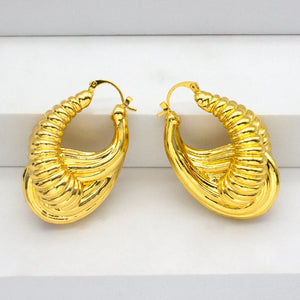Golden Hoop Earrings African Brazilian 24K Plated Jewelry