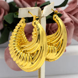 Golden Hoop Earrings African Brazilian 24K Plated Jewelry