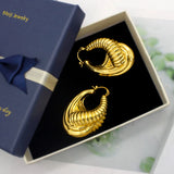 Golden Hoop Earrings African Brazilian 24K Plated Jewelry