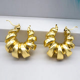 Hoop Earrings Geometry Twisted 24K Plated Copper Golden Earrings For Party