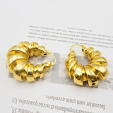 Hoop Earrings Geometry Twisted 24K Plated Copper Golden Earrings For Party