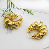 Hoop Earrings Geometry Twisted 24K Plated Copper Golden Earrings For Party