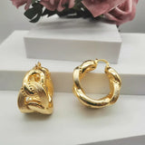 Large Golden Hoop Earrings Women High Knot Irregular Copper Style Jewelry