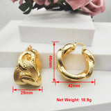 Large Golden Hoop Earrings Women High Knot Irregular Copper Style Jewelry
