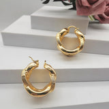 Large Golden Hoop Earrings Women High Knot Irregular Copper Style Jewelry