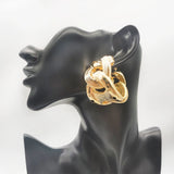 Large Golden Hoop Earrings Women High Knot Irregular Copper Style Jewelry