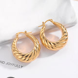 Stainless Steel Hoop Earrings Large Minimal Retro Round Jewelry