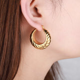 Stainless Steel Hoop Earrings Large Minimal Retro Round Jewelry