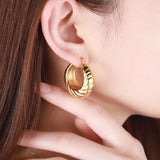 Stainless Steel Hoop Earrings Large Minimal Retro Round Jewelry