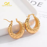 Stainless Steel Hoop Earrings Large Minimal Retro Round Jewelry