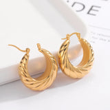 Stainless Steel Hoop Earrings Large Minimal Retro Round Jewelry