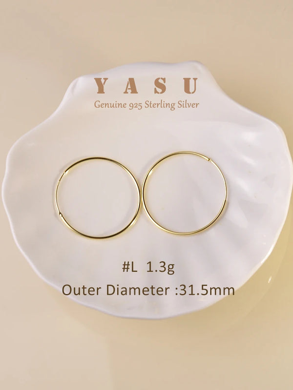 925 Silver 14k Plated Hoop Earrings for Women
