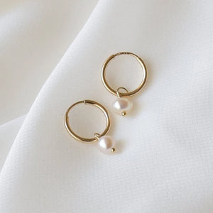 Pearl Hoop Earrings Boho Circle Filled Jewelry