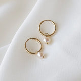 Pearl Hoop Earrings Boho Circle Filled Jewelry