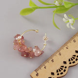 Baroque Freshwater Pearl Hoop Earrings with Strawberry Crystal