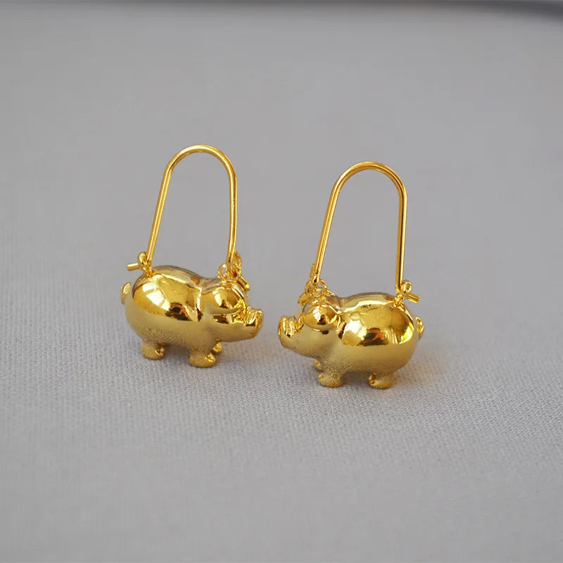 Dinosaur Dog Hoop Earrings for Teens