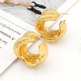 Large Hoop Earrings African Dubai 24K Plated Circle Round Jewelry For Party