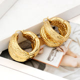 Large Hoop Earrings African Dubai 24K Plated Circle Round Jewelry For Party