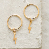 Hoop Earrings Lightning Pendant 14K Filled Fine Jewelry