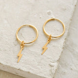Hoop Earrings Lightning Pendant 14K Filled Fine Jewelry