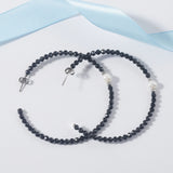 Bohemian Hoop Earrings Natural Agate & Pearl Circle Jewelry