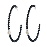 Bohemian Hoop Earrings Natural Agate & Pearl Circle Jewelry