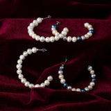 Colorful Freshwater Pearl Hoop Earrings 925 Sterling Silver Classic Jewelry