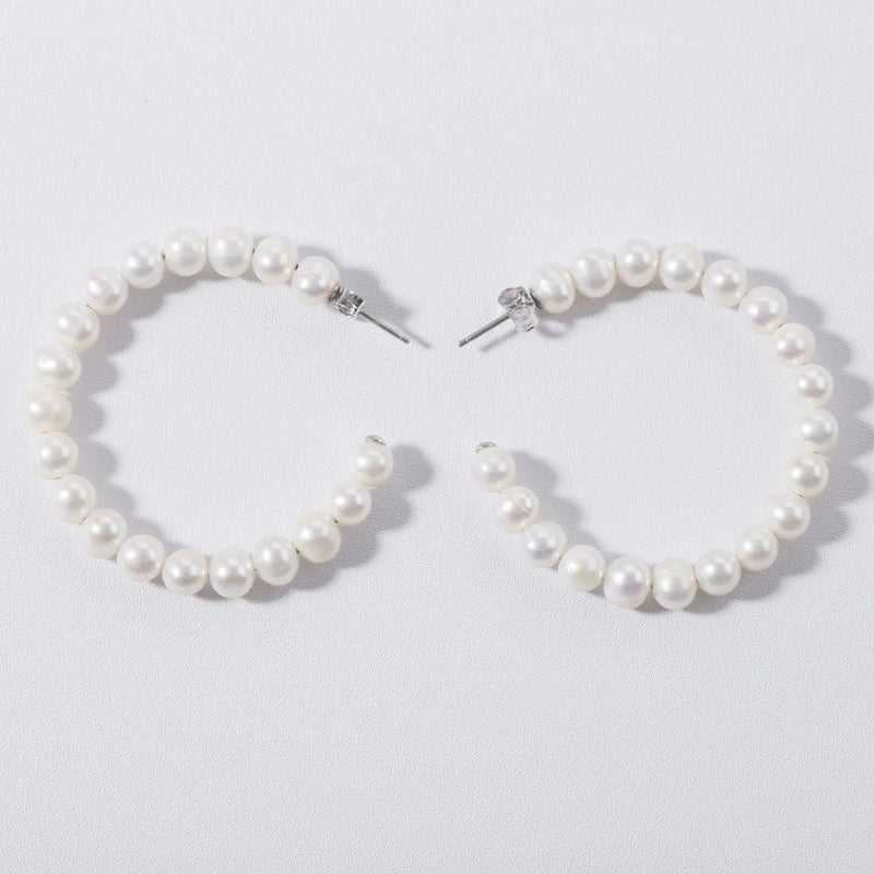 Colorful Freshwater Pearl Hoop Earrings 925 Sterling Silver