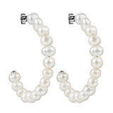Colorful Freshwater Pearl Hoop Earrings 925 Sterling Silver Classic Jewelry