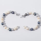Colorful Freshwater Pearl Hoop Earrings 925 Sterling Silver