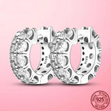 925 Silver Double Band Pave Hoop Earrings for Women