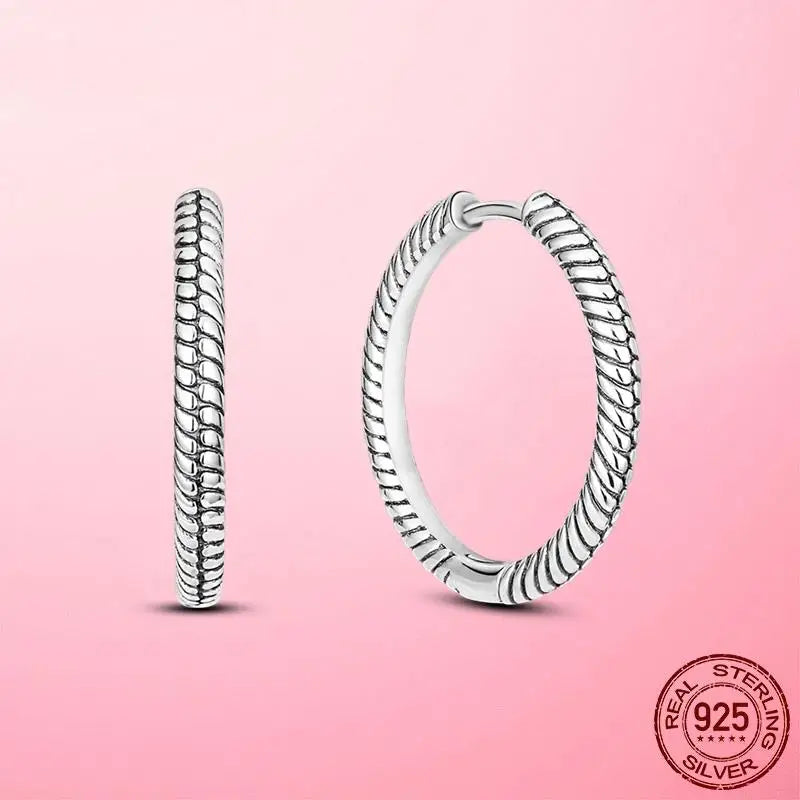 925 Silver Double Band Pave Hoop Earrings for Women