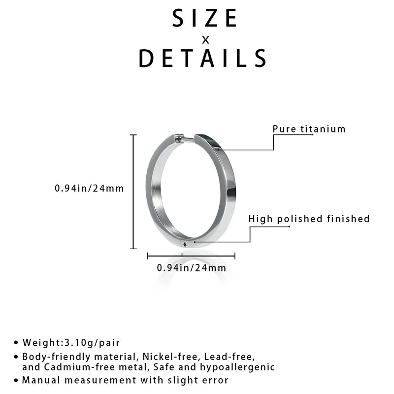 Hoop Earrings Round for Women Girls Men Sensitive Ear Titanium Hypoallergenic