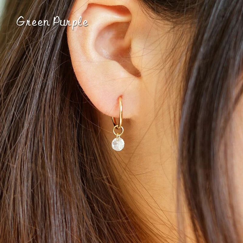 CZ 14K Filled 15MM Hoop Earrings Wedding Jewelry