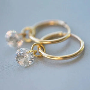 CZ 14K Filled 15MM Hoop Earrings Wedding Jewelry
