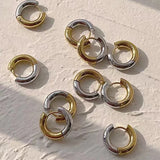 Stainless Steel Two-tone Hoop Earrings High-end Style