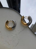 Stainless Steel Two-tone Hoop Earrings High-end Style