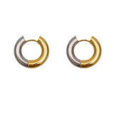 Stainless Steel Two-tone Hoop Earrings High-end Style