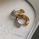 Stainless Steel Two-tone Hoop Earrings High-end Style