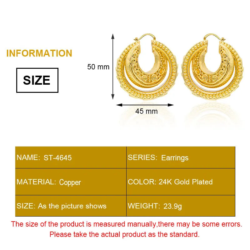 Irregular Bohemian Hoop Earrings Vintage African Dubai Drop Bride Jewelry