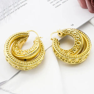 Irregular Bohemian Hoop Earrings Vintage African Dubai Drop Bride Jewelry